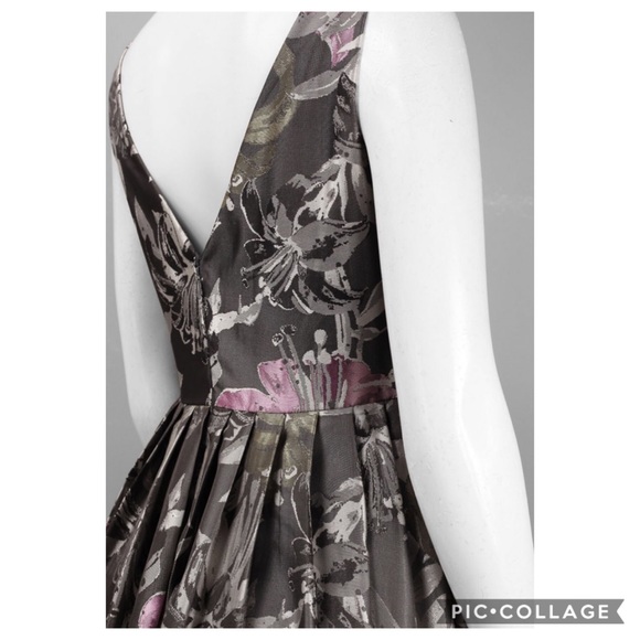 Adrianna-Papell floral sleeveless V-back long ball gown - Picture 5 of 13